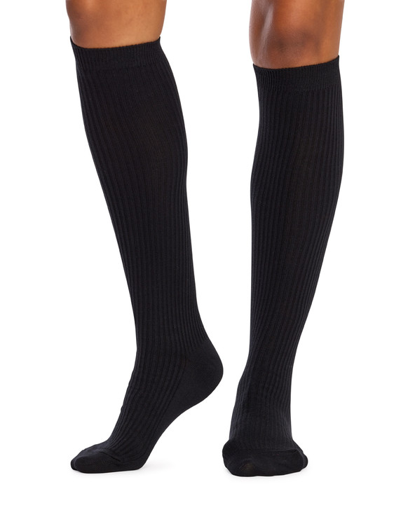 Women's Cotton Fine Knee High Fashion Socks- 2x2 Rib