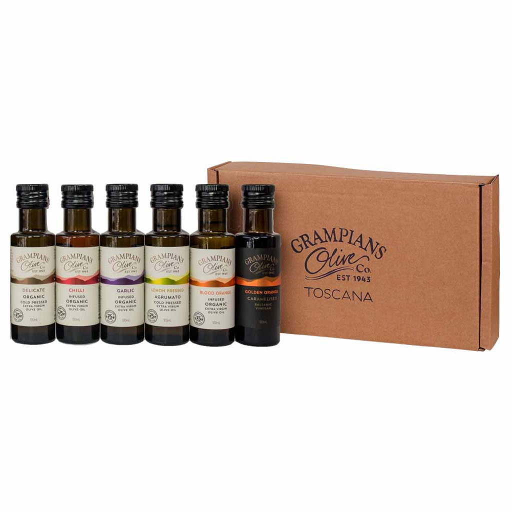 6 x 100ml olive oil, infused oil and vinegar gift set