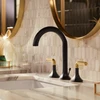 KOHLER OCCASION WIDESPREAD LAVATORY C SPOUT W /LEVER HANDLES EX27100T-4-BMB MATT BLACK + BRUSHED MODERNE BRASS