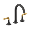 KOHLER OCCASION WIDESPREAD LAVATORY C SPOUT W /LEVER HANDLES EX27100T-4-BMB MATT BLACK + BRUSHED MODERNE BRASS
