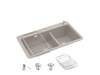 KOHLER CAIRN OFFSET SR/UC SINK, UM1 DUAL 840 MATTE TAUPE 27815T-2HD-CM3 MATTE TAUPE