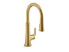KOHLER TONE PULL DOWN KITCHEN FAUCET 23764T-4-2MB BRUSHED MODERNE BRASS