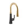 KOHLER TONE PULL DOWN KITCHEN FAUCET 23764T-4-BMB MATT BLACK + BRUSHED MODERNE BRASS