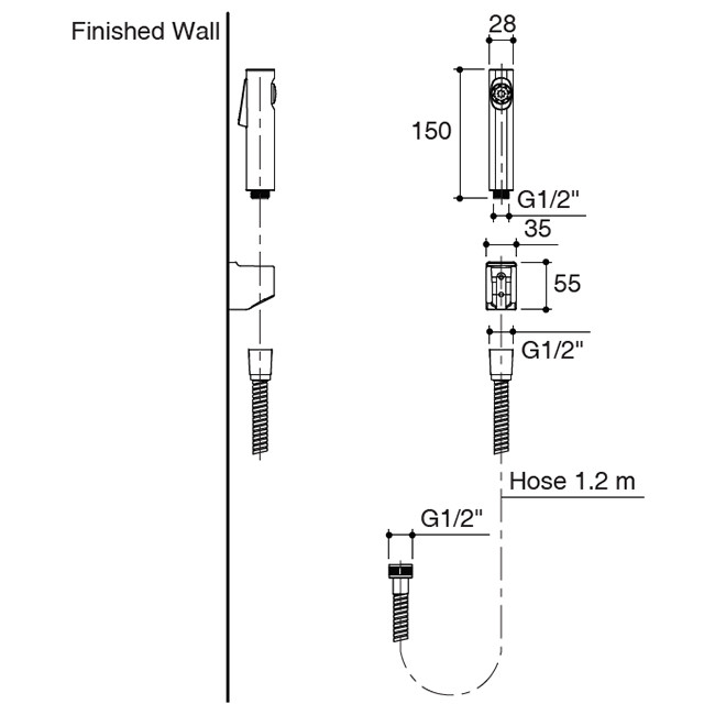 KOHLER Toilet Cuff Hygiene Spray with hose & bracket K98100XCP