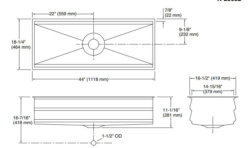KOHLER Kitchen Sink Prolific Undermount singlebowl W/ Accy K23652NA
