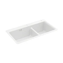 KOHLER CAIRN OFFSET SR/UC SINK, UM1 DUAL 840 MATTE WHITE 27815T-2HD-CM6 MATTE WHITE