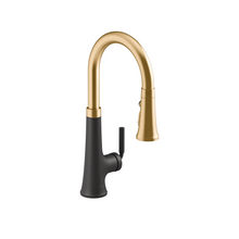 KOHLER TONE PULL DOWN KITCHEN FAUCET 23764T-4-BMB MATT BLACK + BRUSHED MODERNE BRASS