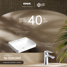 FOREFRONT™ VESSEL RECTANGULAR LAVATORY + FORE™ LINE SINGLE HANDLE LAVATORY FAUCET - POLISHED CHROME FOREFRONT™ VESSEL RECTANGULAR LAVATORY + FORE™ LINE SINGLE HANDLE LAVATORY FAUCET - POLISHED CHROME