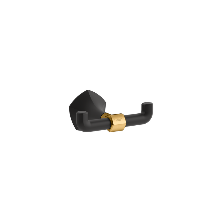 KOHLER OCCASION DOUBLE ROBE HOOK EX27070T-BMB MATT BLACK + BRUSHED MODERNE BRASS