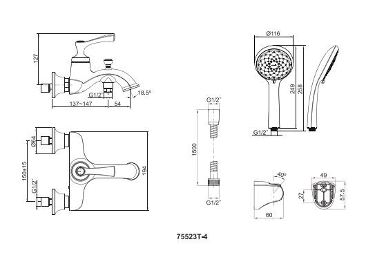 KOHLER Shower Faucet Elliston Exposed Bath K75523T4BN / KOHLER Keran