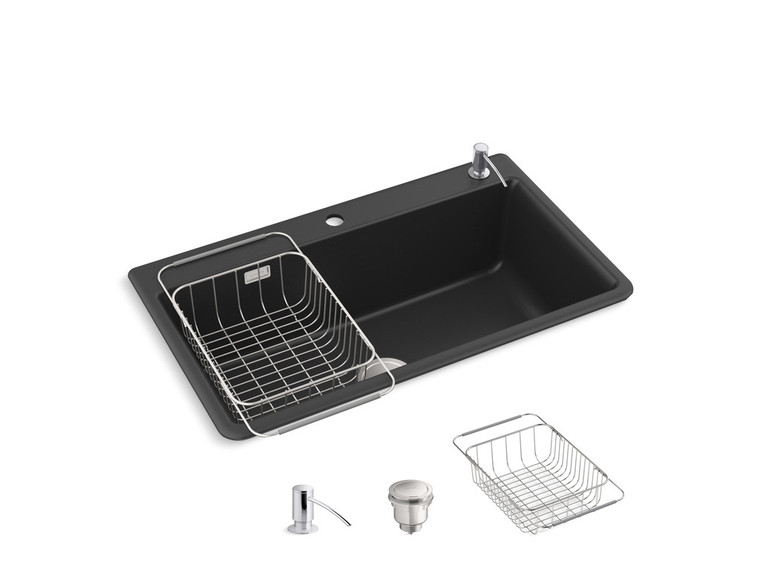 KOHLER CAIRN SGL BASIN SR/UC SINK, UM1 SINGLE 800 27816T-2HD-UM1