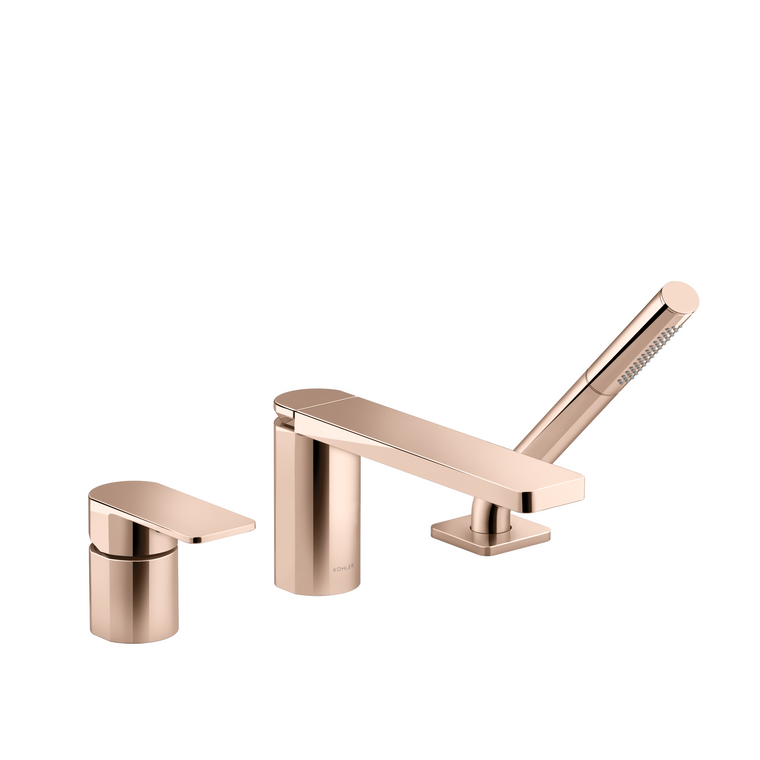 KOHLER PARALLEL 3H DIRECT MOUNT BATH FAUCET WITH HANDSHOWER 23488T-4-RGD ROSE GOLD