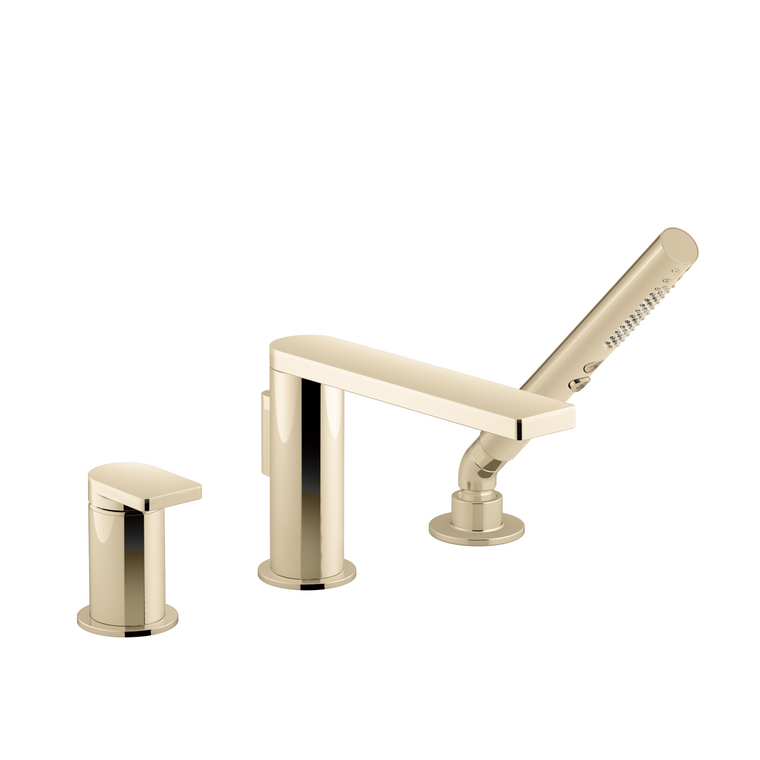 KOHLER COMPOSED 3 HOLE BATH FILLER & HANDSHOWER 73078T-B4-AF FRENCH GOLD