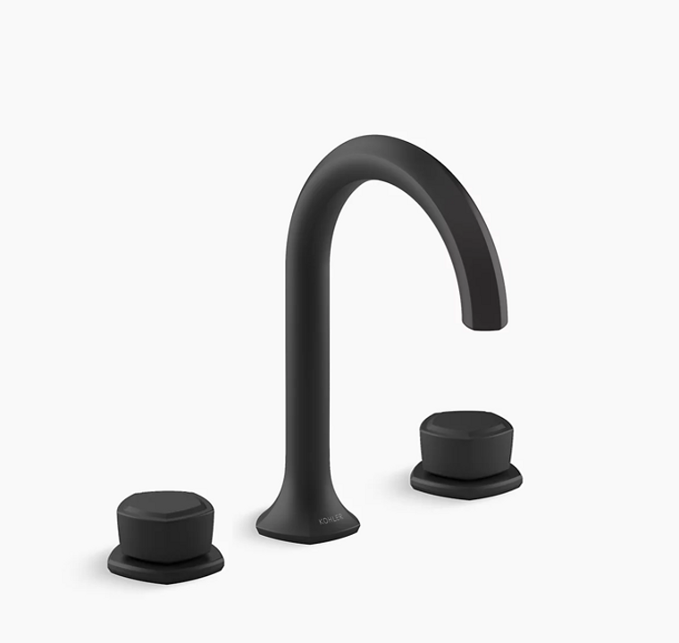 OCCASION WIDESPREAD LAVATORY C SPOUT W/ KNOB HANDLES EX27100T-9-BL MATTE BLACK