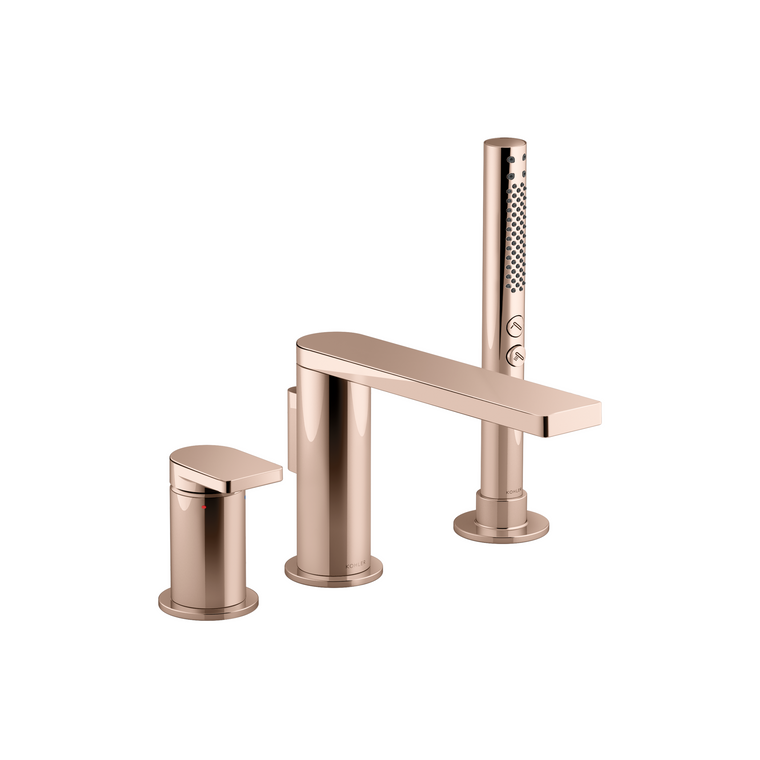 KOHLER COMPOSED 3 HOLE BATH FILLER & HANDSHOWER 73078T-B4-RGD ROSE GOLD