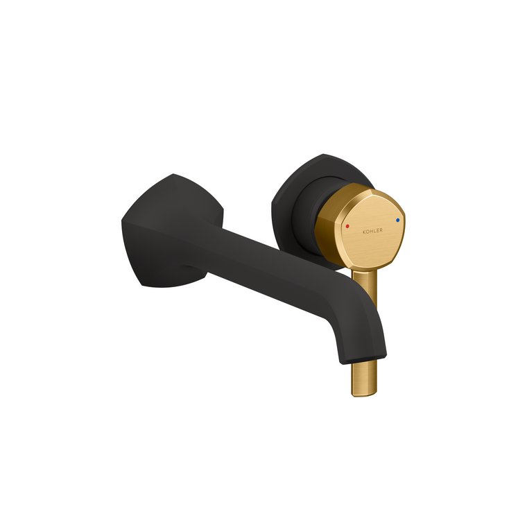 KOHLER OCCASION SC WALL MOUNT LAVATORY W/LEVER HANDLES EX27102T-4-BMB MATT BLACK + BRUSHED MODERNE BRASS