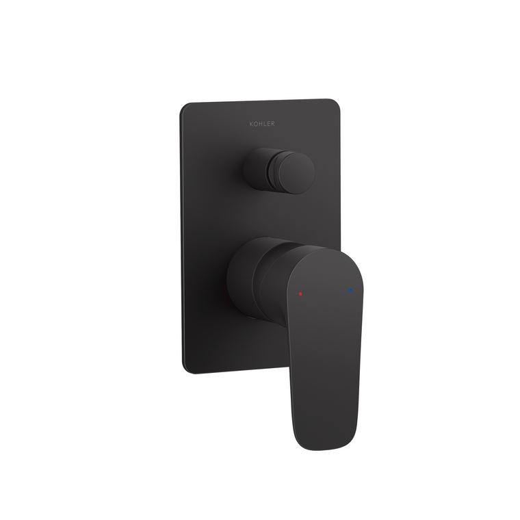 KOHLER 40MM RECESSED BATH SHOWER TRIM - SQUARE 26478T-4-BL MATTE BLACK
