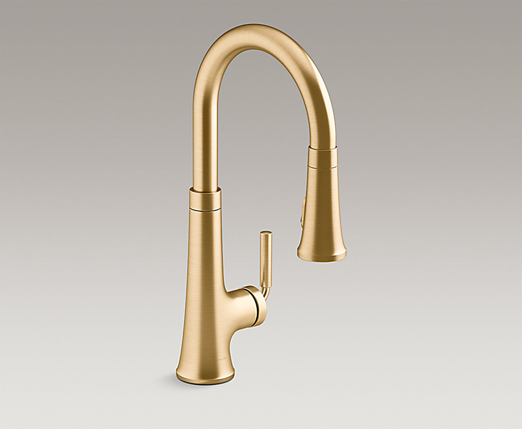 TONE PULL DOWN KITCHEN FAUCET 23764T-4-2MB BRUSHED MODERNE BRASS