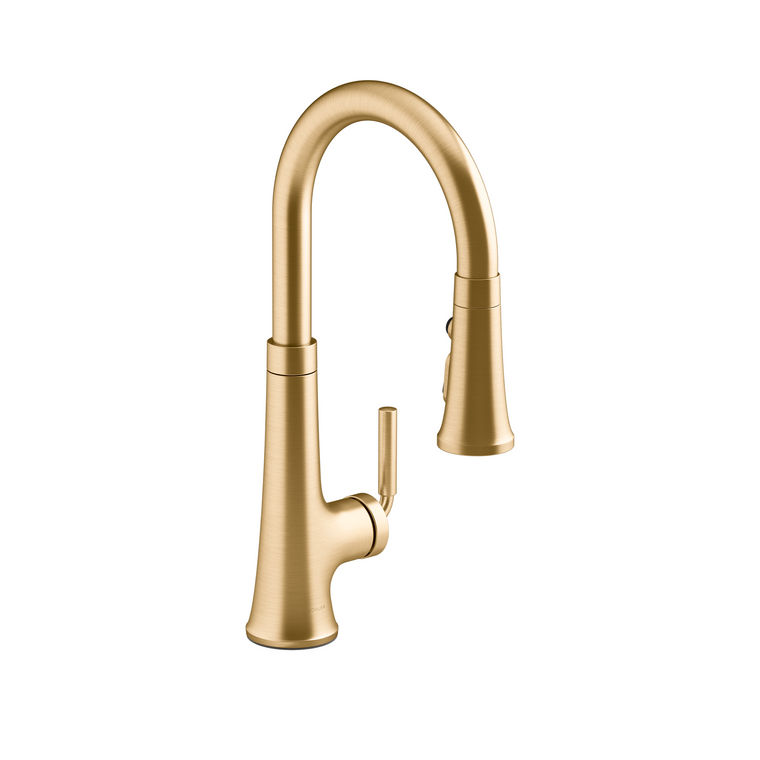 KOHLER TONE PULL DOWN KITCHEN FAUCET 23764T-4-2MB BRUSHED MODERNE BRASS