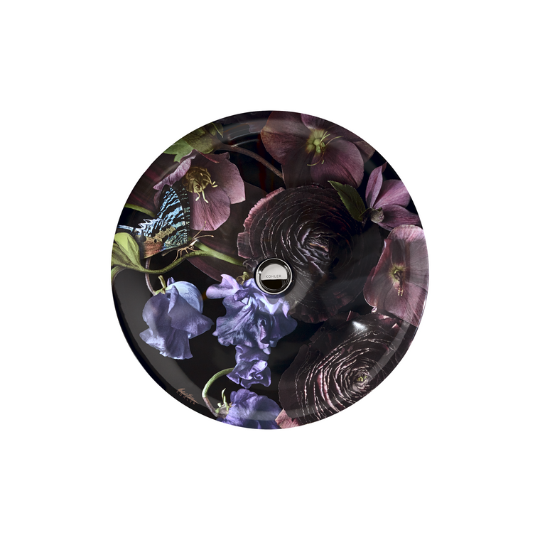 KOHLER LAVATORY  DUTCHMASTER MIDNIGHT FLORAL ROUND LAVATORY 30333-DM-2-0