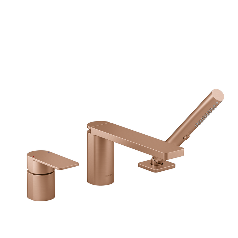 KOHLER PARALLEL 3H DM BATH FCT WITH HANDSHOWER  23488T-4-BRD VIBRANT BRUSHED ROSE GOLD