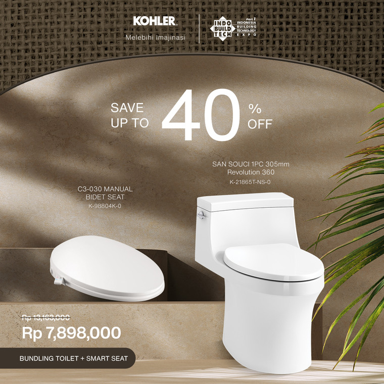 SAN SOUCI™ 1PC TOILET 34.8L 305MM  REVOLUTION 360 + PUREWASH™ C3™-030 MANUAL BIDET SEAT