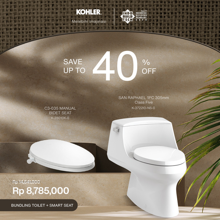SAN RAPHAEL™ 1PC TOILET 34.8L 305MM  CLASS FIVE + C3-035 MANUAL BIDET SEAT