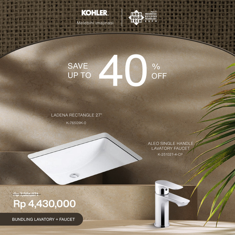 LADENA™ UNDERCOUNTER LAVATORY 27 RECTANGLE + ALEO™ S SINGLE HANDLE LAVATORY FAUCET - POLISHED CHROME