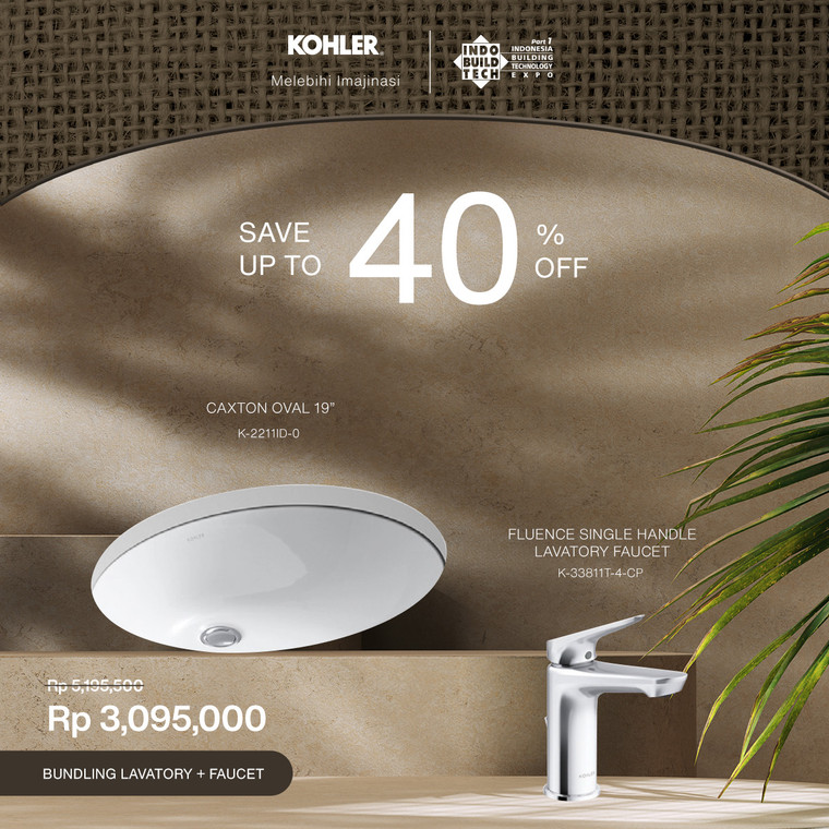 CAXTON™ OVAL UNDERCOUNTER LAVATORY 19 + FLUENCE™ SINGLE HANDLE LAVATORY FAUCET  - POLISHED CHROME