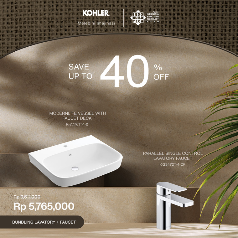 MODERNLIFE™ VESSEL WITH FAUCET DECK LAVATORY + PARALLEL™ SINGLE CONTROL LAVATORY FAUCET - POLISHED CHROME
