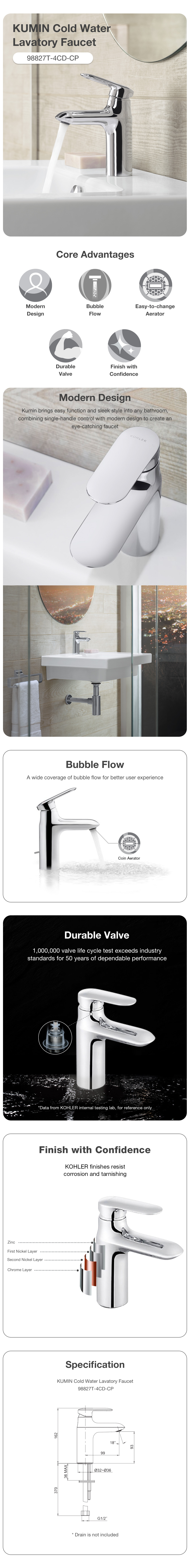 KUMIN COLD WATER LAVATORY FAUCET