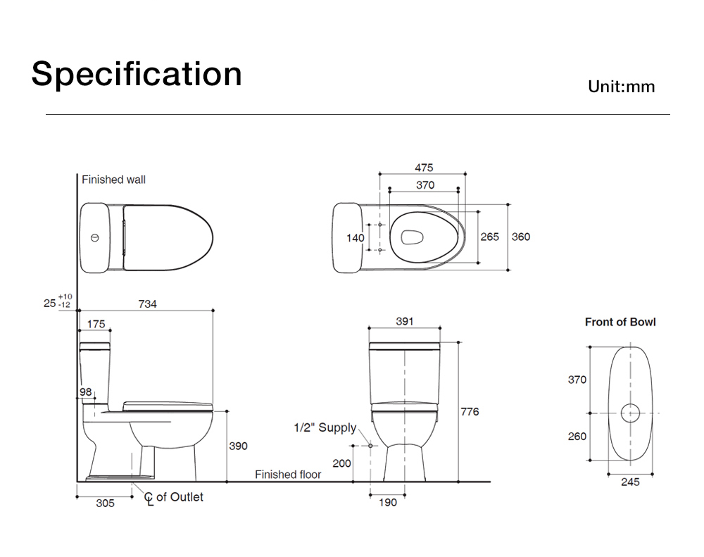 Reach Concealed Two-piece Toilet