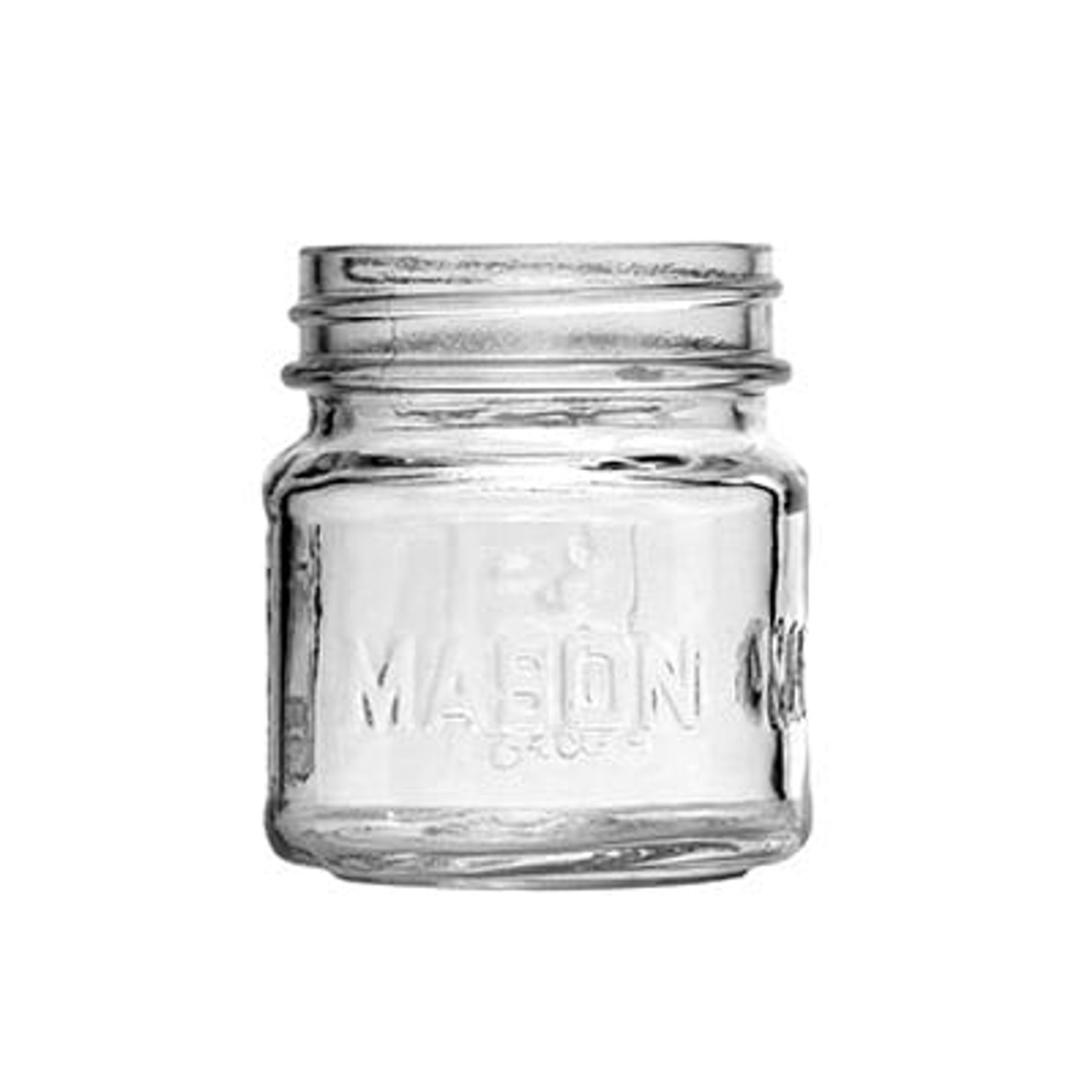 8 oz. Square Mason Jar per doz. - NO LID