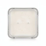 Libbey Cube 14oz candle with soy wax, 2 wicks, top-down view