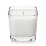 Libbey Cube 14oz candle with paraffin wax, single wick, angled view