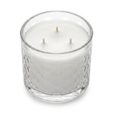 Libbey 3-Wick Hexagon Jar 18.2oz candle with paraffin wax, 3 wicks, angled view