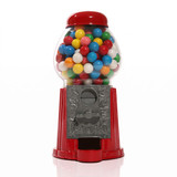 Red gumball machine filled with colorful gumballs — scent inspiration for Bubble Gum fragrance oil