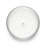 Libbey Votive Jigger 3oz candle with paraffin wax, single wick, top-down view