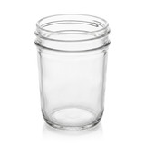 Smooth Sided Jelly Jar 8oz, empty, angled view
