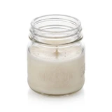 Square Mason Jar 8oz candle with soy wax, single wick, angled view