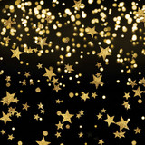 gold glitter stars scattered on a black background — scent inspiration for Into the Night fragrance oil