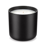 Solara 3-Wick Tumbler Matte Black candle with paraffin wax, single wick, angled view