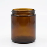 Amber Straight Sided Round Jar 9oz, empty, side view