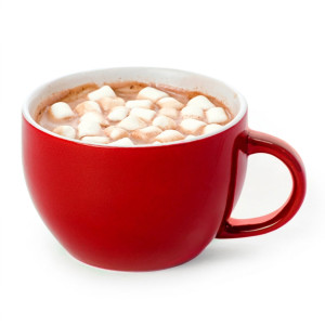 Red mug of hot cocoa topped with marshmallows — scent inspiration for Swiss Miss fragrance oil