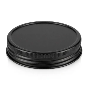 Metal Threaded Lid Matte Black #70-400, angled view