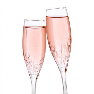 Two pink champagne flutes toasting on white — scent inspiration for Champagne Toast fragrance oil