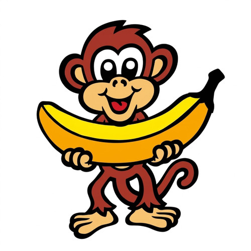 Cartoon brown monkey holding a yellow banana — scent inspiration for Monkey Farts fragrance oil