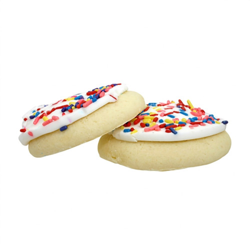 Two frosted cookies with colorful sprinkles — scent inspiration for Sugar Cookie fragrance oil