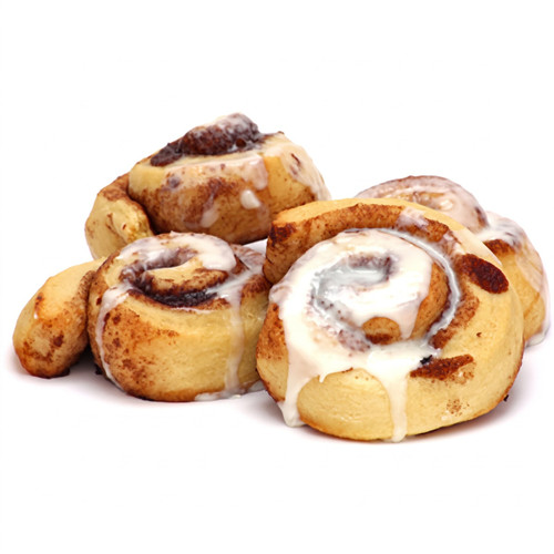 Iced cinnamon rolls on white background — scent inspiration for Cinnamon Buns fragrance oil