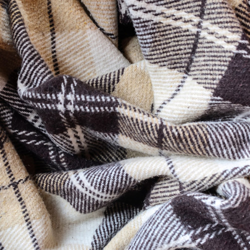 rumpled cream and brown plaid flannel fabric — scent inspiration for Flannel fragrance oil